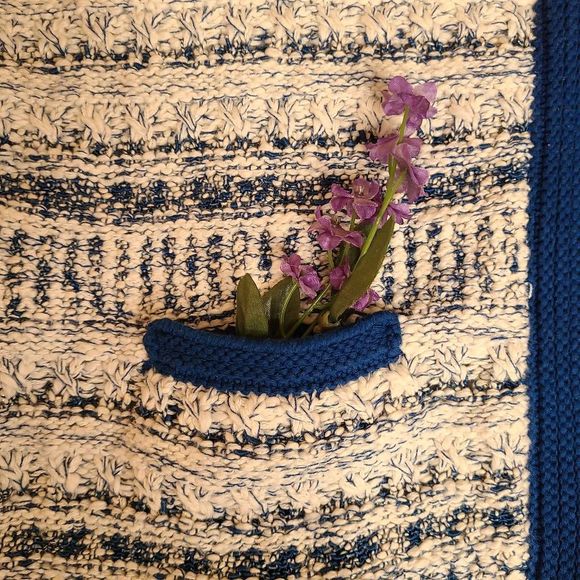 J McLaughlin Womens Knit Blue White Cotton Blend Cardigan Sweater Medium - Picture 7 of 11